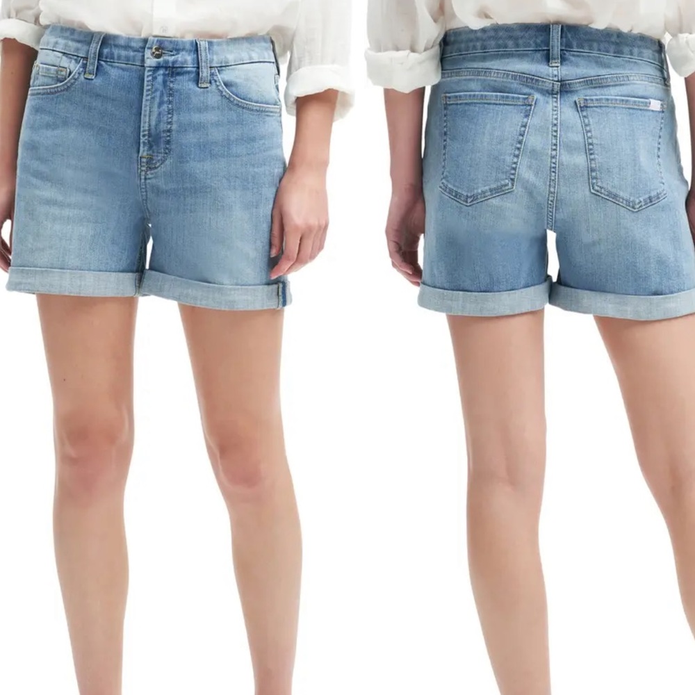 Jen 7 by 7 For All Mankind High Waist Roll Cuff Denim Shorts